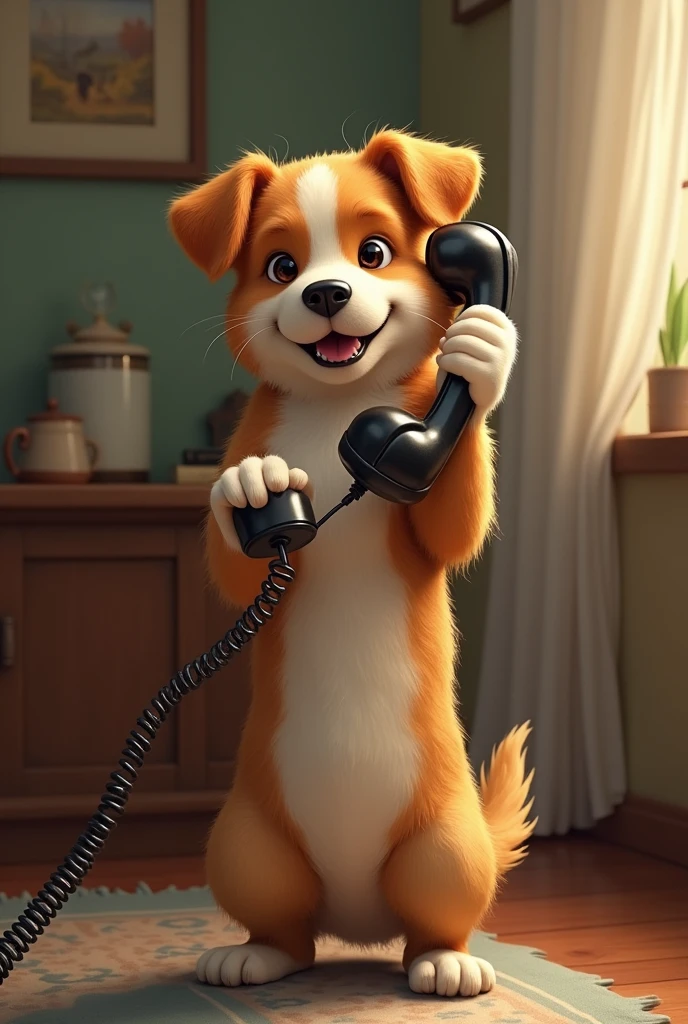 Dog answering a phone call