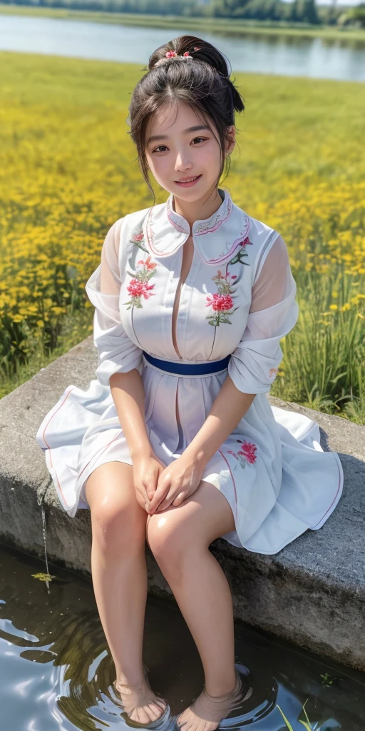 ((64k，Ultra-high resolution，Ultra high quality，masterpiece，Hyperrealistic，Young and adorable, beautiful, young, adorable，〜20 year old girl，young woman，Full body photo，Full body angle，Whole Body Ezbian，Surreal，Very detailed:1.3，Ultra-realistic:3.0))，Adorable features，Beautiful Faces，Goddess-like face，A goddess-like smile，Cute smile，Adorable smile，nice smile，Baby Face，A cup to D cup size bust，((Twin tails，Short Hair，ponytail，Straight Long Hair))，Black Hair，Sitting，Cute face，Glowing Skin，Glossy face，Beautiful body，concentrated，Naked from below，((field，Water Lake))，((High school girl blazer，Sexy maid outfit，Sister dress with embroidered collar，Wear a shrine maiden&#39;s costume and roll up your mini hakama.，Aircraft Cabin Attendant Uniform，Aircraft Stewardess Uniform))，((Seamless Ultra-thin All-through Pantyhose，Ultra-thin seamless pantyhose, sexy, all-through, beautiful legs, tights, sheer, pantyhose, women&#39;s))，single eyelid，Long legs，Thin legs，Beautiful hands and feet，Thin thighs，Nice thighs，((Ultra Micro Mini Skirt:1.2)):1.4，underwear　simpleunderwear，((地面にSitting))，Water Lake，A prestigious European-style castle，Rose garden in the background，Bare shoulders，Low - Angle，((Face your body forward))，((Sitting position))，Pull up one＆#39;My tight skirt，bangs，Beautiful legs，((Wearing:1.3))，((Girl panties exposed:1.3))，((Japanese women who still retain their beautiful youthfulness))，((A European woman who still retains her beautiful youthfulness))，With a young body，((Turn your skirt inside out))，Please show me your pants，White panties，Take off your panties，((White pantiesでパンティーを見せます))，((She puts her hand inside her panties and masturbates))，String panties，((I&#39;ll pull up my skirt and show you my underwear))，((Exposed panties，White panties，String panties，Sexy panties))，Slim waist，1 person，Iris，Black Hair，Nice ass，Night Dress，((Fireworks are launched into the night sky in the background, covering the whole expanse.、Fireworks bloom across the empty sky))