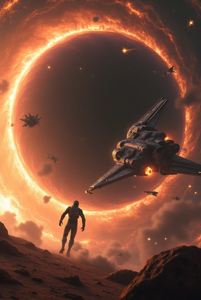 War, Sci-fi, higher technology, black holes in space, alien, human, spaceship, explosions, movies posters