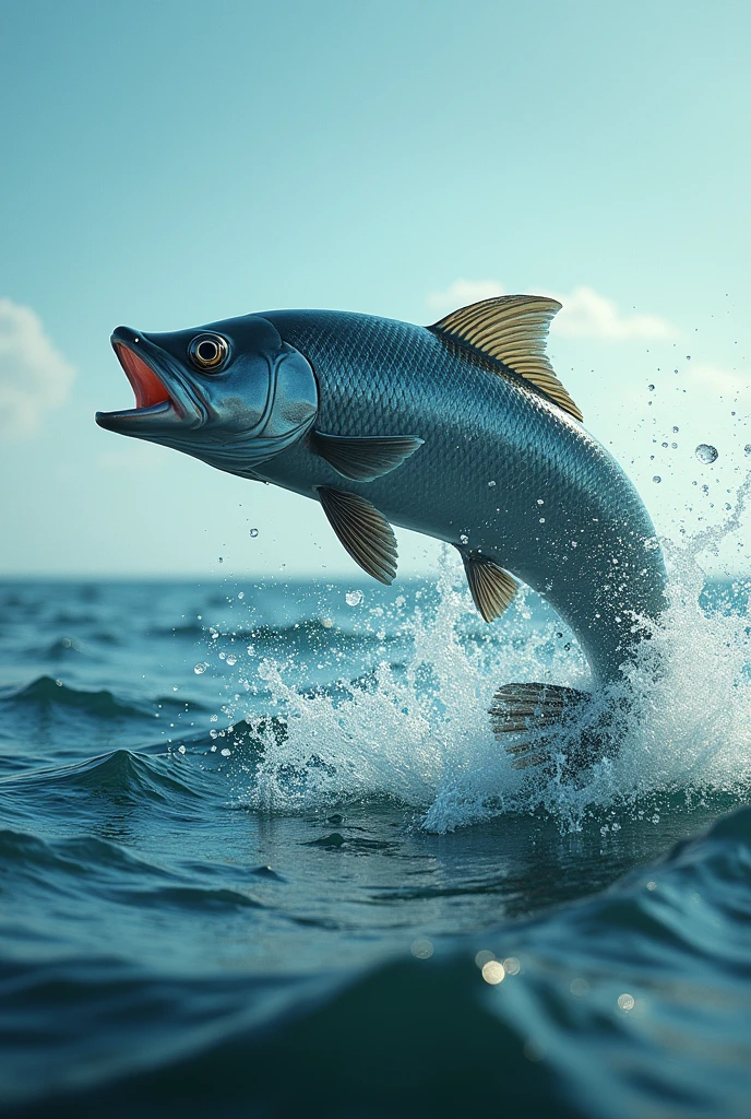 Tilapia jumping out of the sea
