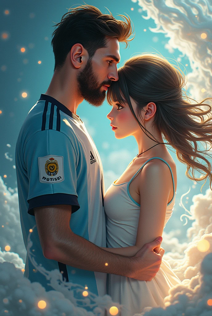 Lionel Messi with an anime girl