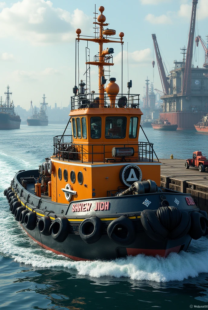 tugboat photo, launch, anchor, naval, oil company