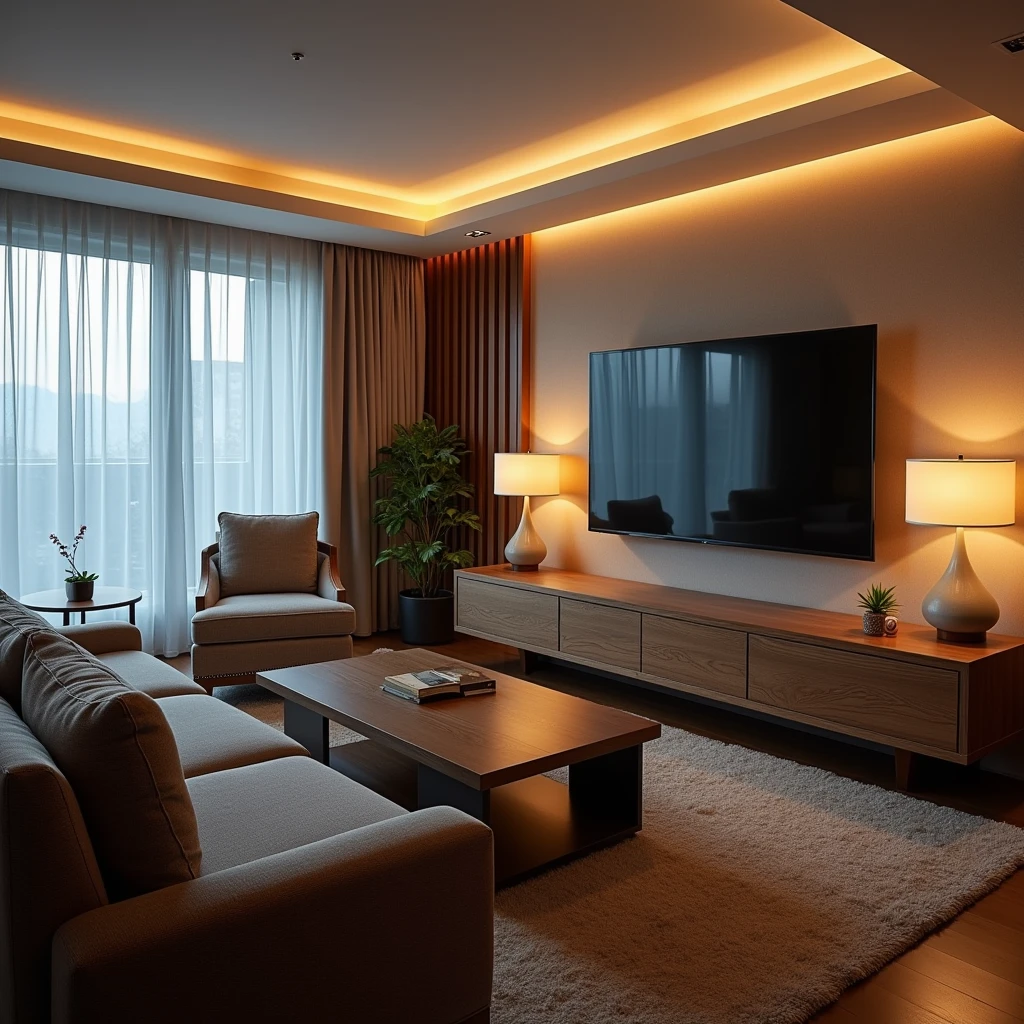 Give me a room with a sofa and the TV right in front.
