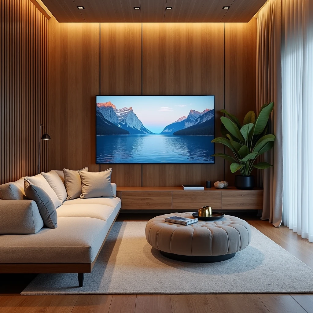 Sofa right next to the big TV