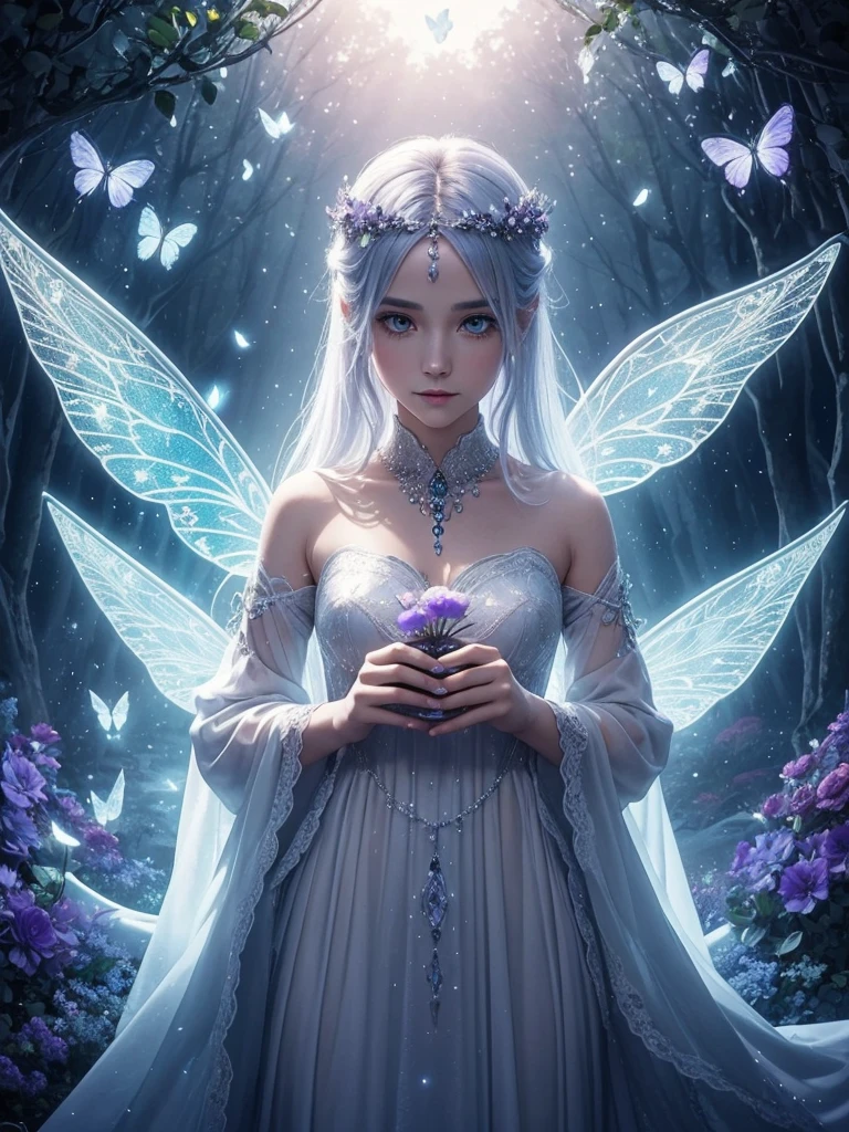 The picture, that you describe, can represent a profound and fascinating visualization of a soul. Here is a detailed description for a matching image:
**backdrop:**
- A mystical, almost ethereal landscape, that represents a magical in-between world. Gentle colors like blue, Purple and silver to show this world, with light light reflections and twinkling stars.
**Central figure:**
- A female figure, that moves in this magical world. Her skin could be slightly translucent or shimmering to emphasize her otherworldly character. She wears tattoos, like old, mystical symbols look
**companion:**
- An elegant, mystical cat with glowing eyes, that sits next to her. The cat has a special charisma, as if he really sees and understands the soul. He radiates a gentle aura, that shows its magical connection to the soul.
**Magical creature:**
- A small, luminous being, that holds a clover in its hands. The clover radiates a warm, golden light from, symbolizes luck and protection for the soul. The creature is delicate and ethereal, with small wings and glitter, to emphasize her magic.
**Change:**
- Die weibliche Gestalt zeigt eine subtile Change in ihren Erscheinungsmerkmalen. there are slight differences in the color of her hair, to clarify, that she is constantly changing, depending on, what she experiences.
**Details:**
- To show the soul faded memories and glowing butterflies, um die Idee der ständigen Change und des Wandels zu zeigen.
**heaven and surroundings:**
- The sky in a mix of soft, hypnotic colors, Fog that complements the image and to enhance the mystical atmosphere.
This image should show the magic, the change and the deep connection between the soul, ihrem companion und dem kleinen magischen Wesen auf eindrucksvolle Weise darstellen.