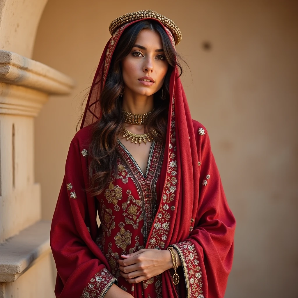 Arab woman in Berber clothes standing
