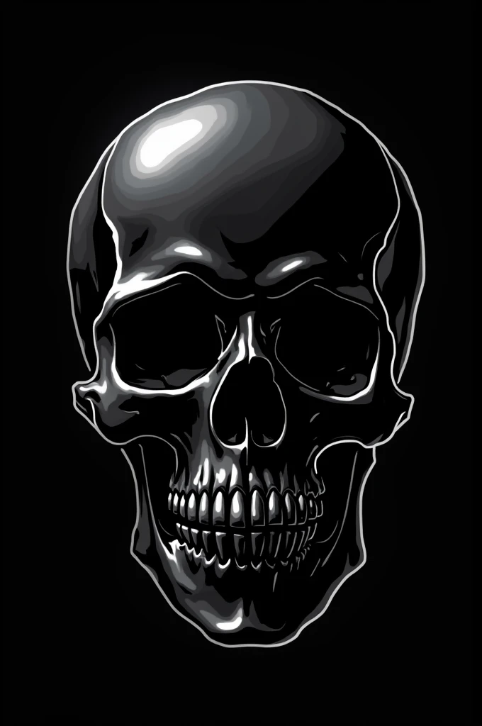 Make a 3 skull/4 slightly upward facing with white lines and black skull with black background