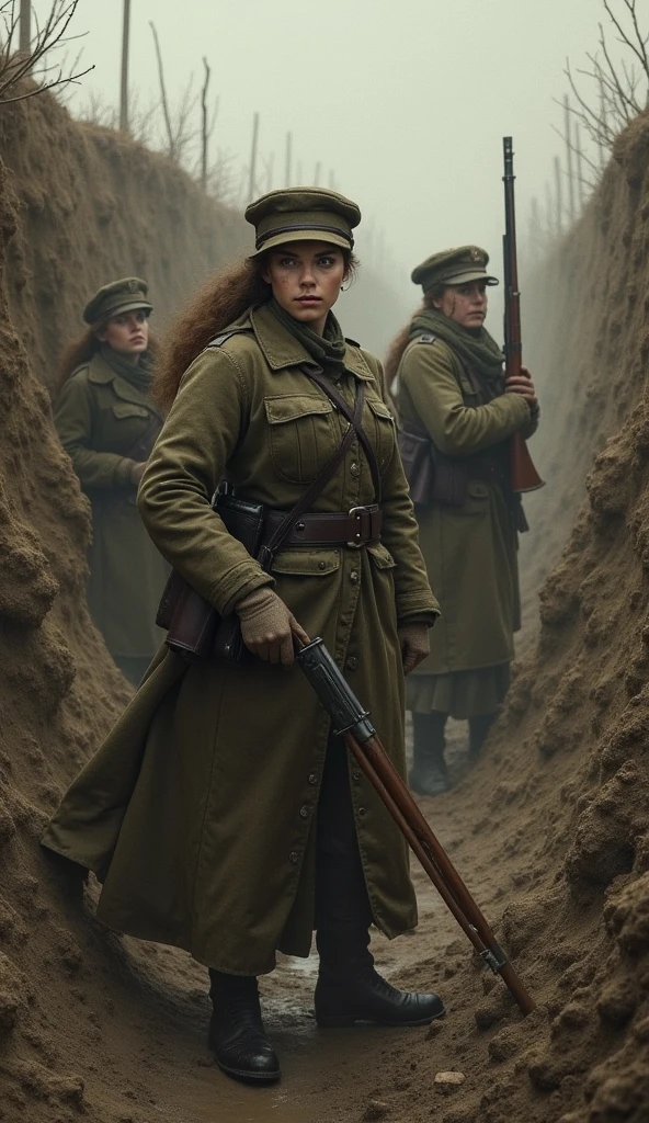 Beautiful women fighting in the trenches of World War I