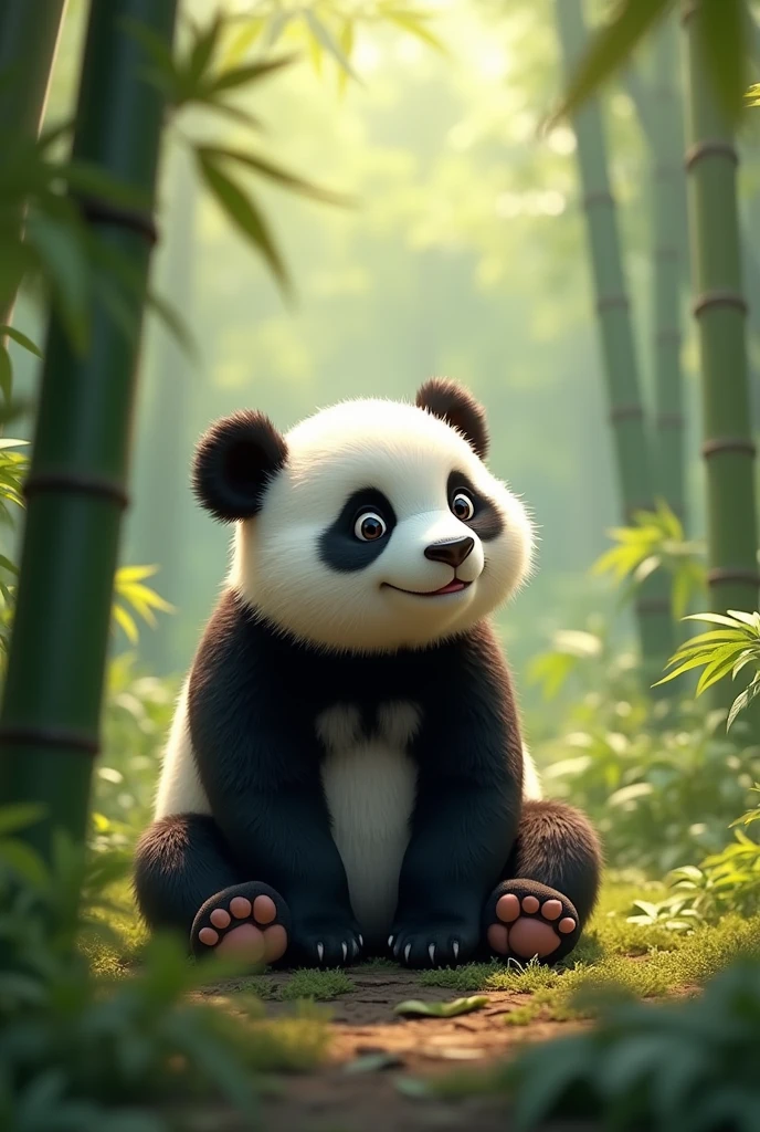 A panda playing alone