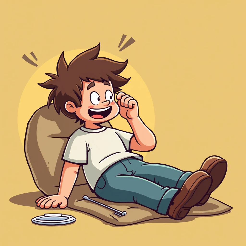 Lazy cartoon man