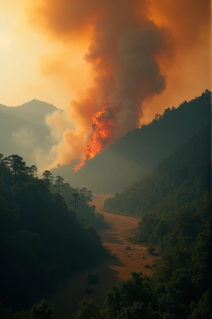 Hi, generate a video about forest fires here in Bolivia, Santa Cruz de la Sierra Concepción