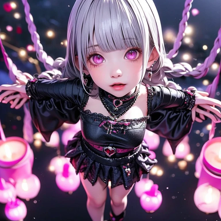 High definition、anime、A pure girl dressed in a shrine maiden's outfit、Flowers sprout from beneath your feet、１８age、Halfred with long silver hair、Full body portrait、beautiful girl、A long-sleeved miko outfit、Large eyes like opals、Powerful eyes、Kagura Dance