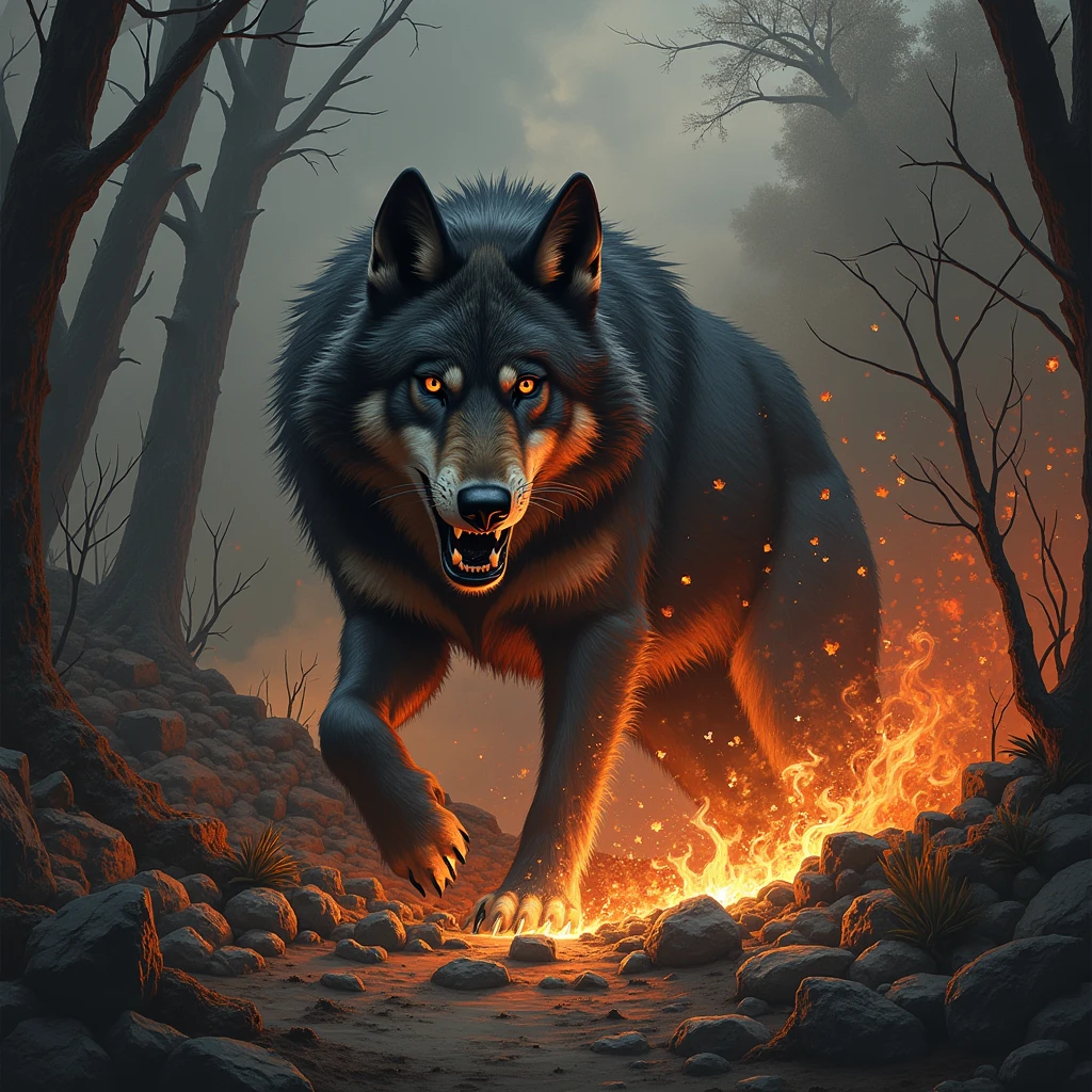 The wolf blew the house down.