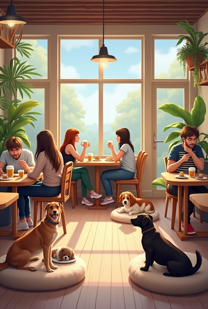 
 a dog-friendly cafe where we can bring our dog.


