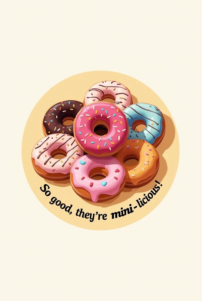 Make a logo for my business,make a circle for the background and iside put donut as the subject and put this tagline on the downpart "So good, they're mini-licious!"