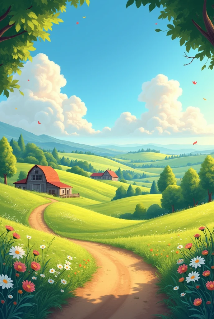 background for a story in the countryside animated with sun and colors