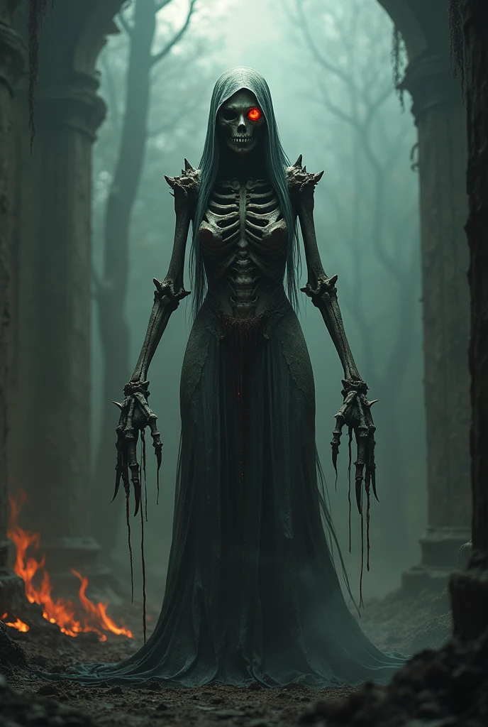 breathtaking ethereal fantasy concept art of masterpiece,best quality,absurdres,high details,8K,photorealistic,at distance,cowboy shot,1girl,<lora:epoxy_skull:1>,epoxy_skull,skull mask,<lora:Concept_-_Hella-sthetic_v2:0.7>,<lora:MollyRedWolf:0.7>,mollyredwolf,pale skin,long hair,red hair, . magnificent, celestial, ethereal, painterly, epic, majestic, magical, fantasy art, cover art, dreamy . award-winning, professional, highly detailed