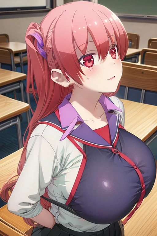 ((Best Quality)), ((masterpiece)), (detailed), ((huge breasts)), perfect face, JK, school girl, , classroom,