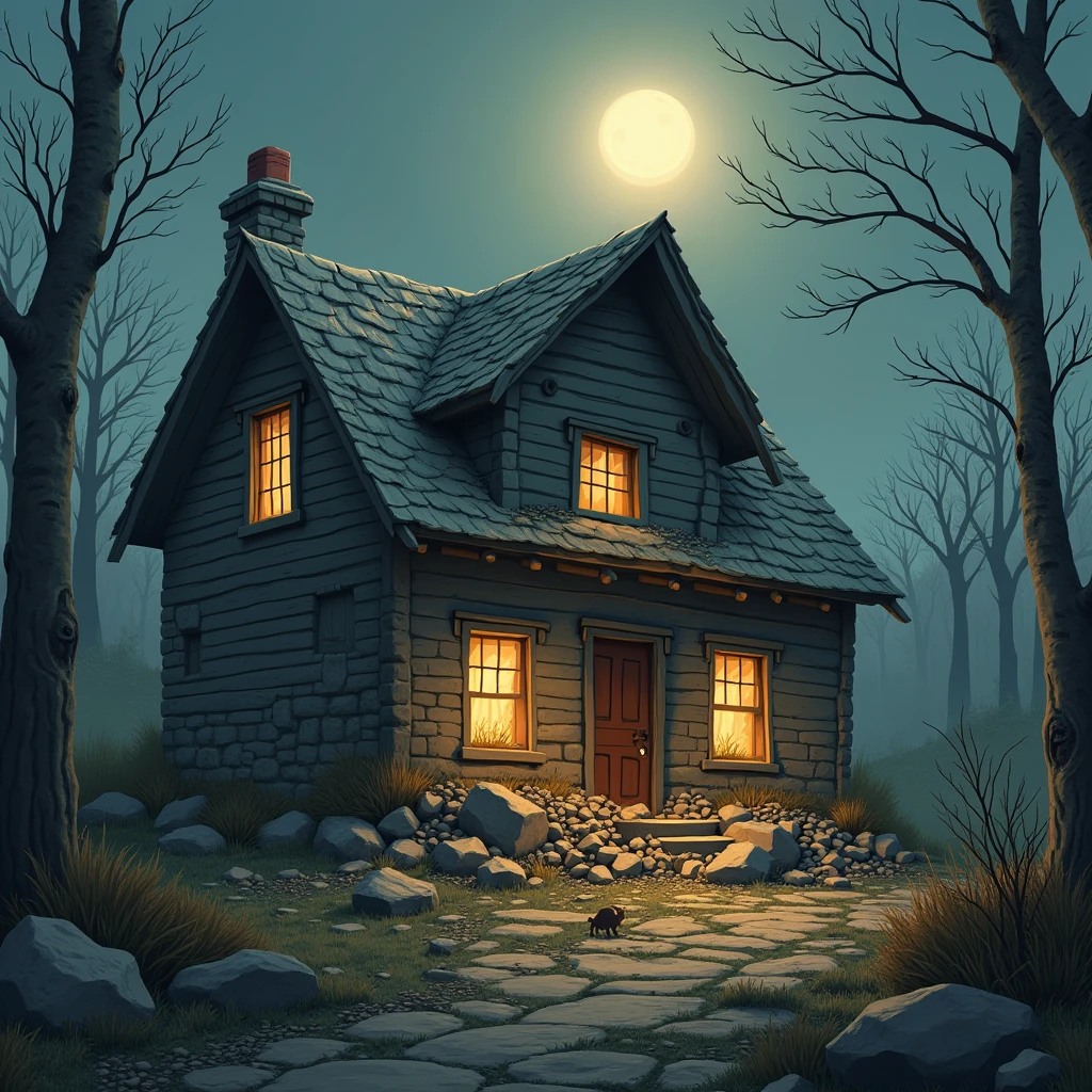 The wolf blew down the entire house.