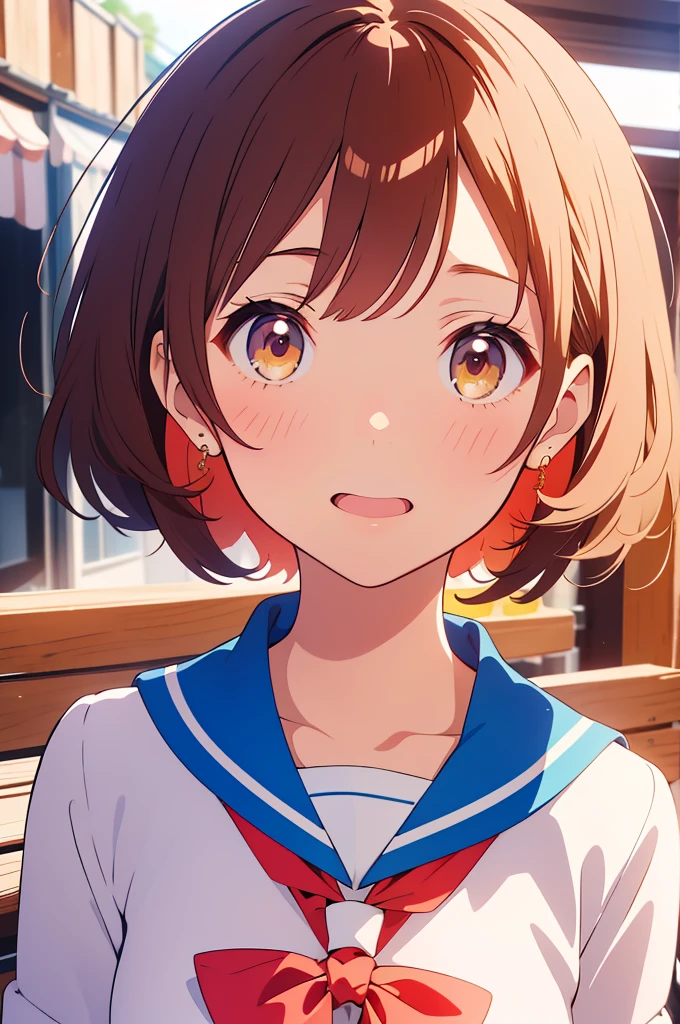 (Best Quality,masutepiece:1.2),(Anime style,Comic Core:1.1),1girl in,cute-style,Adorable,extremely detailed eye,extra detailed face,very detail hair,About Hipder,8K,resolution,High School Girl,Sailor Uniform,