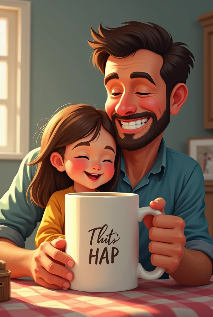 An art to promote a campaign to sell personalized mugs, for father's day