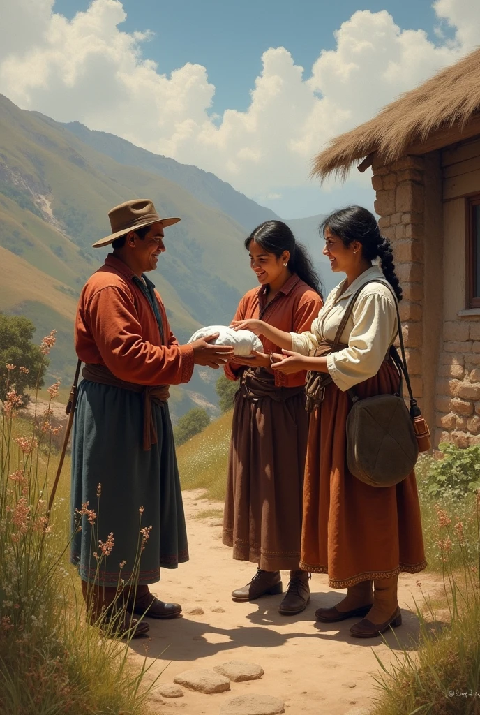 Marcela and Juan receiving direct support from the couple, Peruvian Sierra 1890