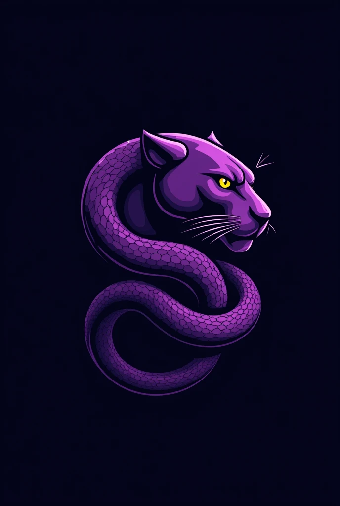 Logo for a profile of a purple black panther with a snake 