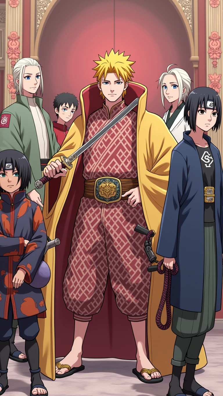 Convert into boruto uzumaki after time skip stting like a king with his sword 