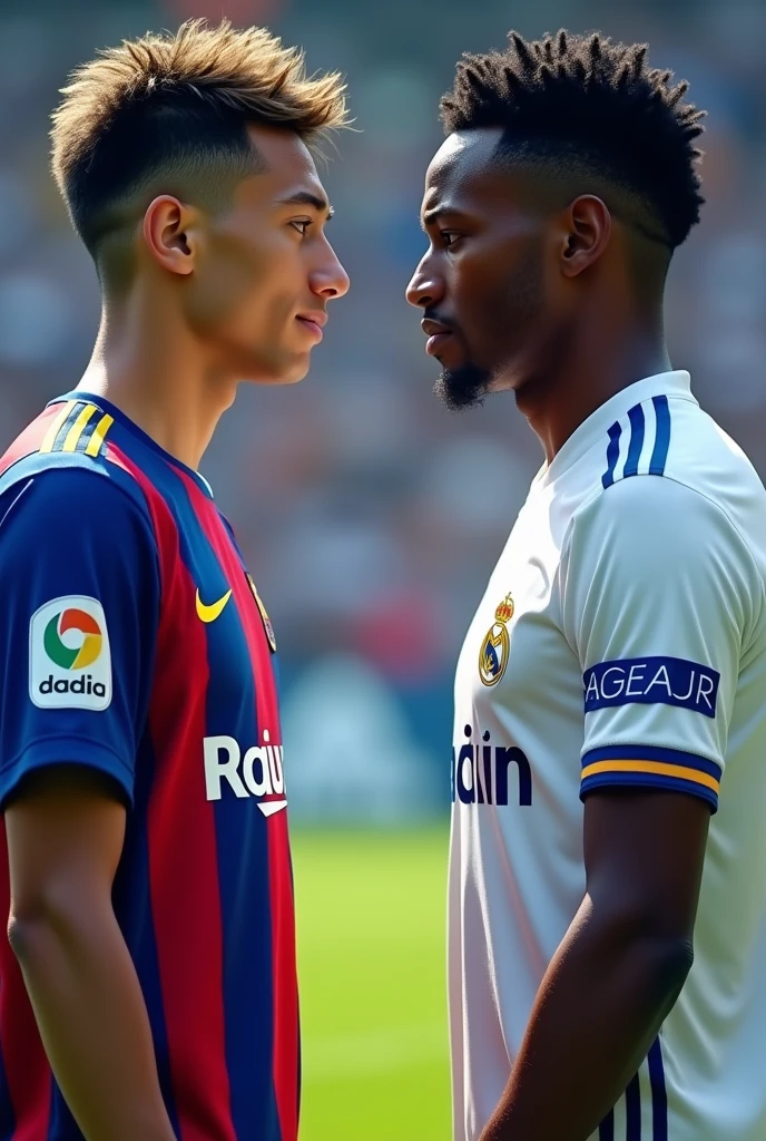 Nico Williams in the Barcelona shirt and Lamine Yamal in the Real Madrid shirt