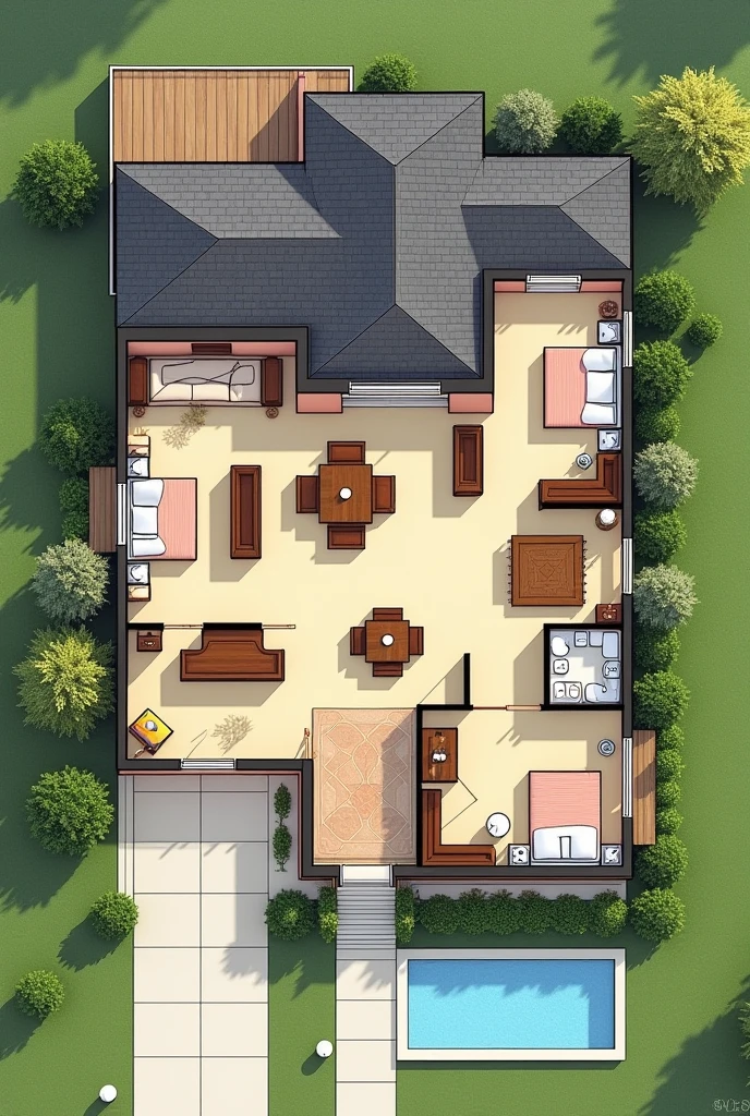 this is my house, there are 4 bedrooms, 2 bathrooms, kitchen, living room, dining room, yard largue