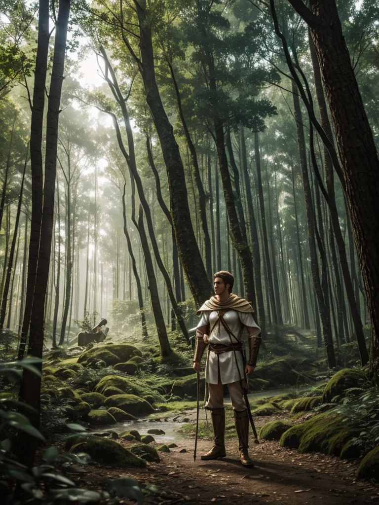 magical, lightly clad archer in a magical environment