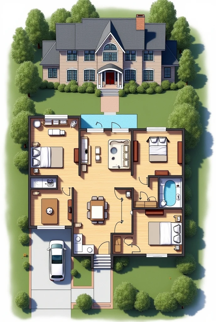 this is my house, there are 4 bedrooms, 2 bathrooms, kitchen, living room, dining room, yard largue