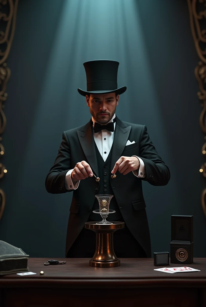 Magician in front of a camera