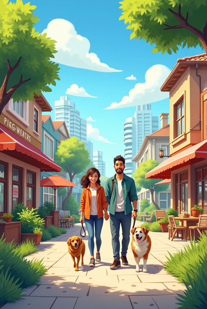 Near the house:
- There's a dog-friendly cafe where we can take our dog.
- There is a pet supply store with tips for couples.
- There's a park with a dog play area and a picnic area.
A longer distance:
- There's a museum with outdoor exhibits and dog-friendly areas.
- There is a gym with yoga classes for couples and dogs.
- There's a waterfront walk with dog-friendly areas and romantic restaurants.