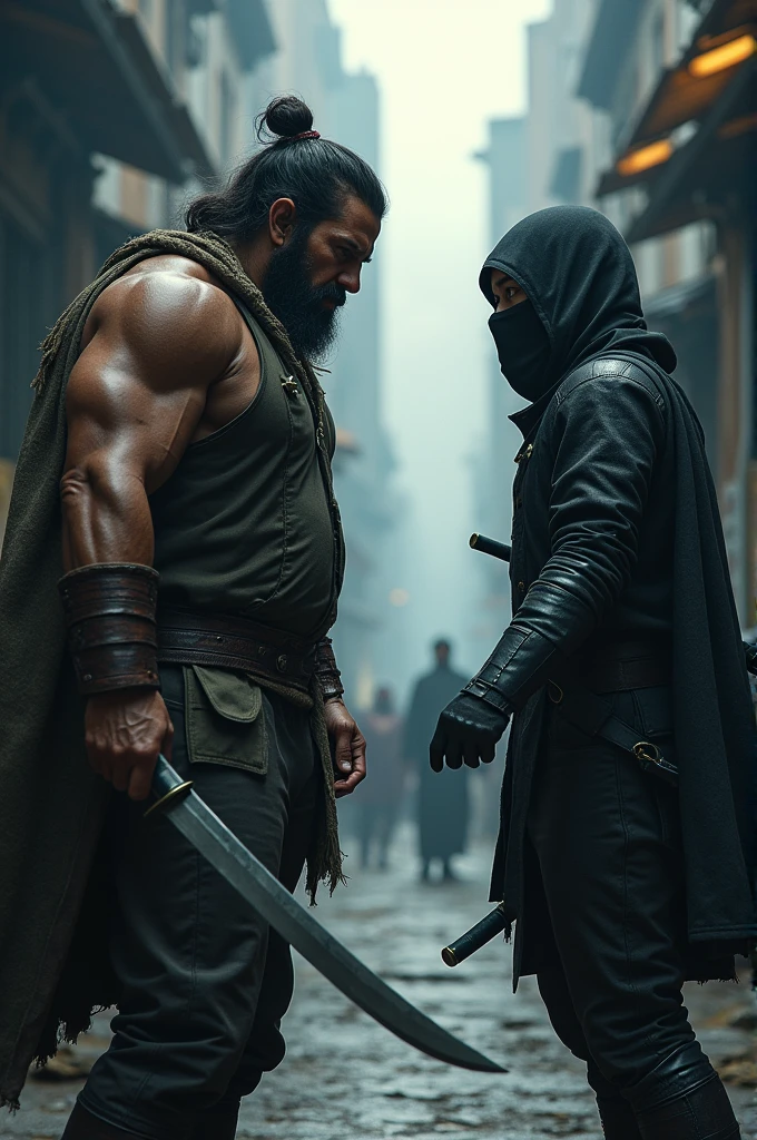 A bandit fighting a ninja
