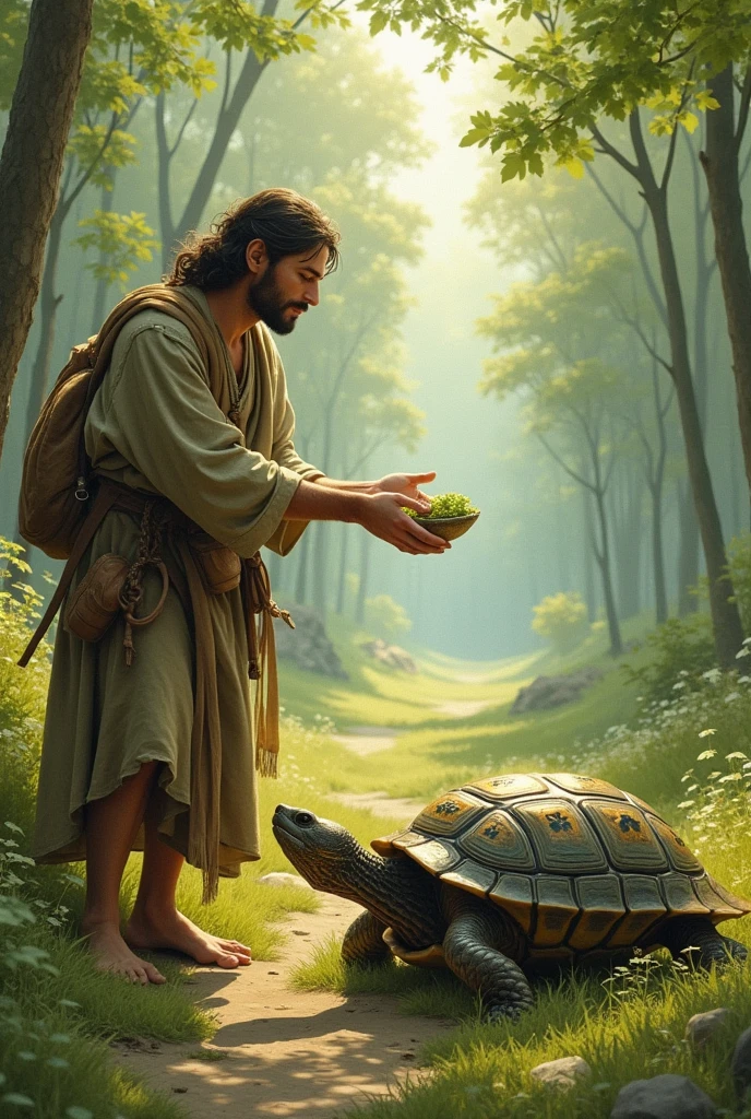 And the human needs food and the turtle arrives with food