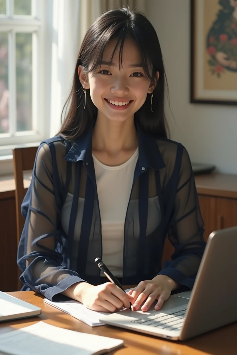 A young woman wearing transparent clothes 