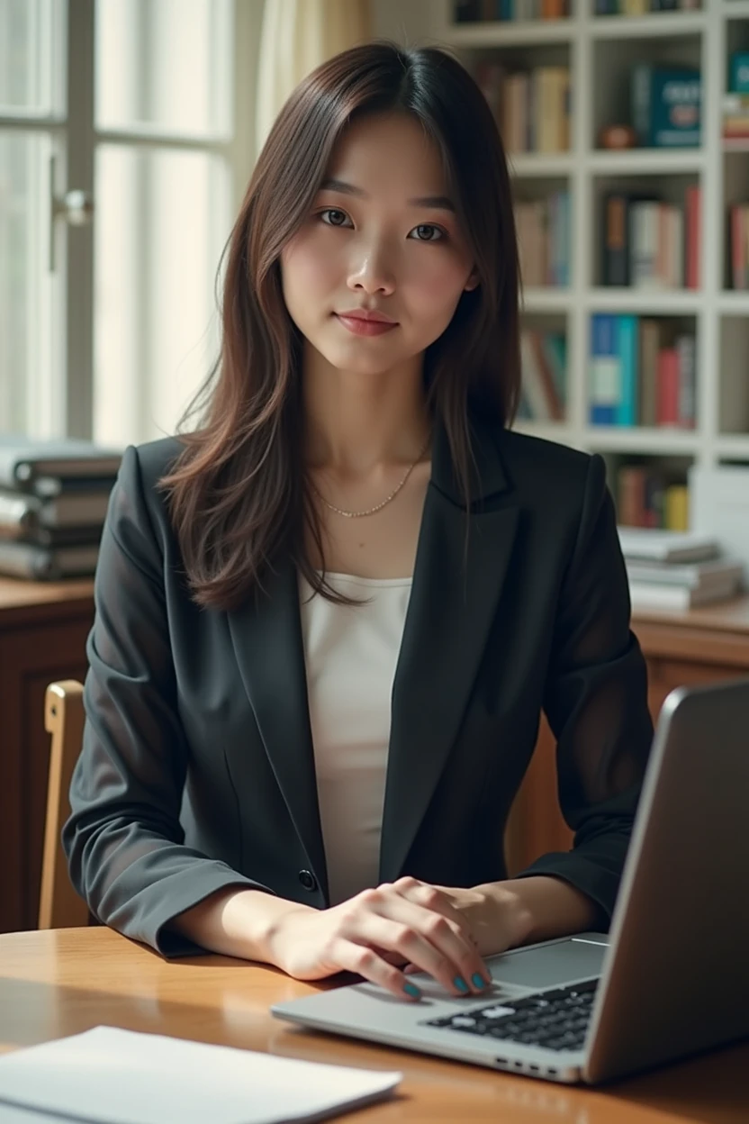 A young woman wearing transparent clothes