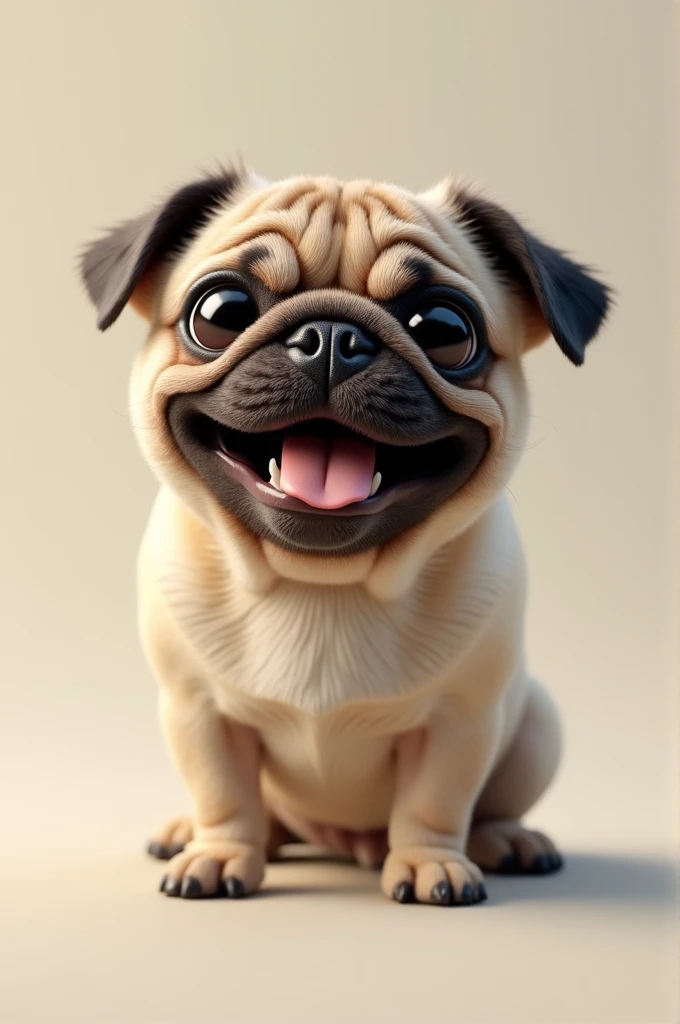 A pug is facing this way and smiling.