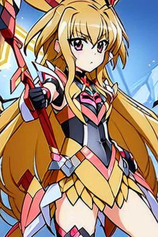 (((Senki Zesshou Symphogear Costume - Heart Hair Ornament)))、White ribbon、1girl
