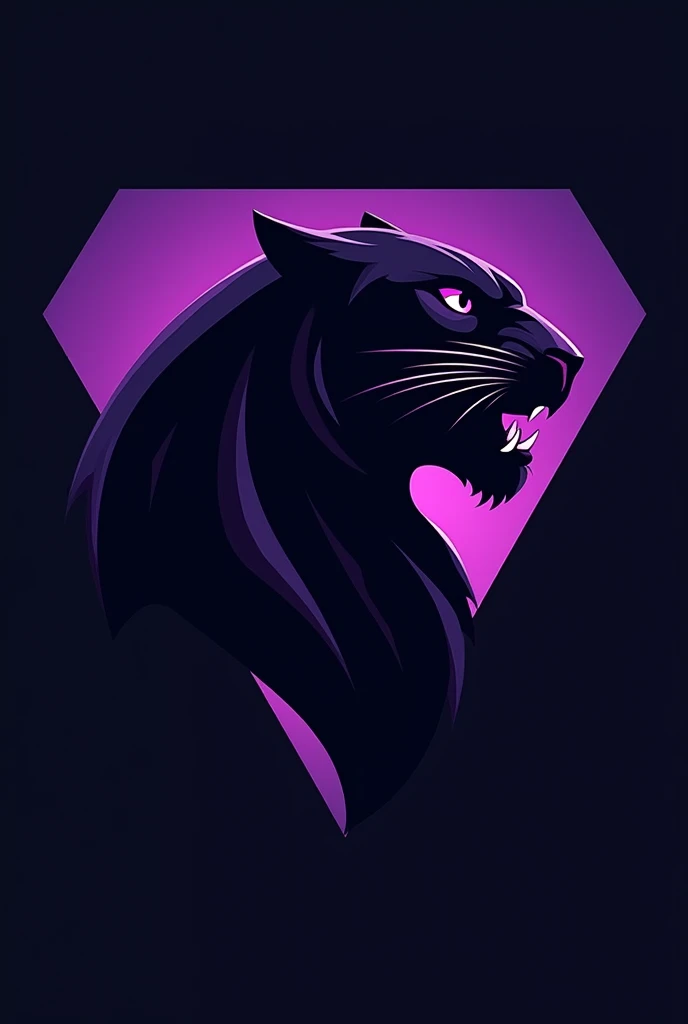 Logo for a black panther profile with purple details and personality 