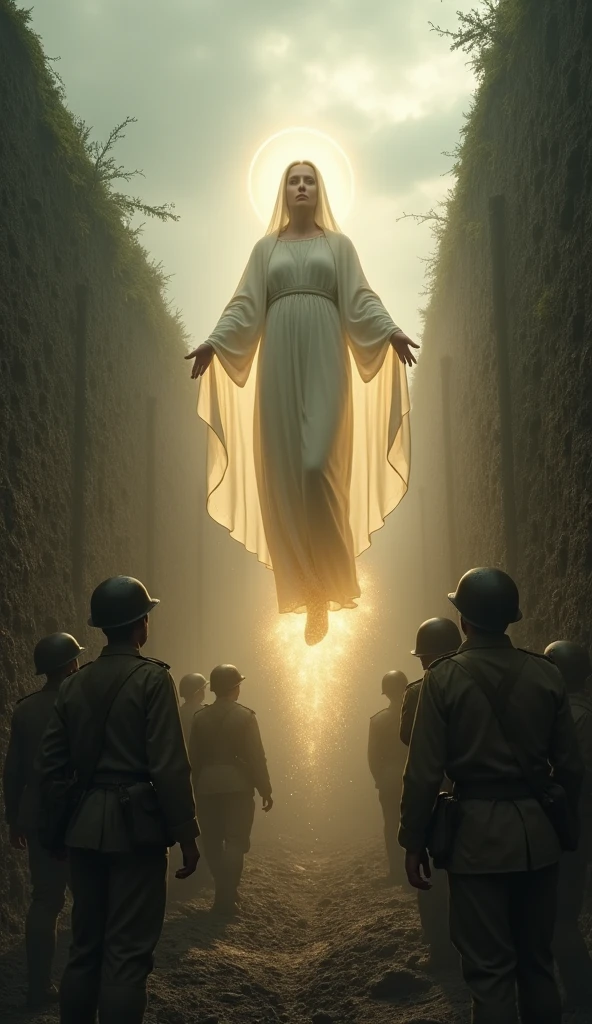 A very beautiful Virgin Mary descended into the trenches of the First World War