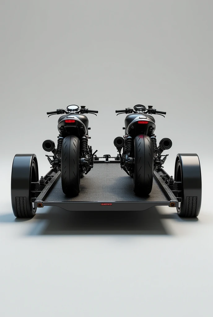 Sophisticated iron trailer for carrying motorcycles with division to secure two motorcycles 
