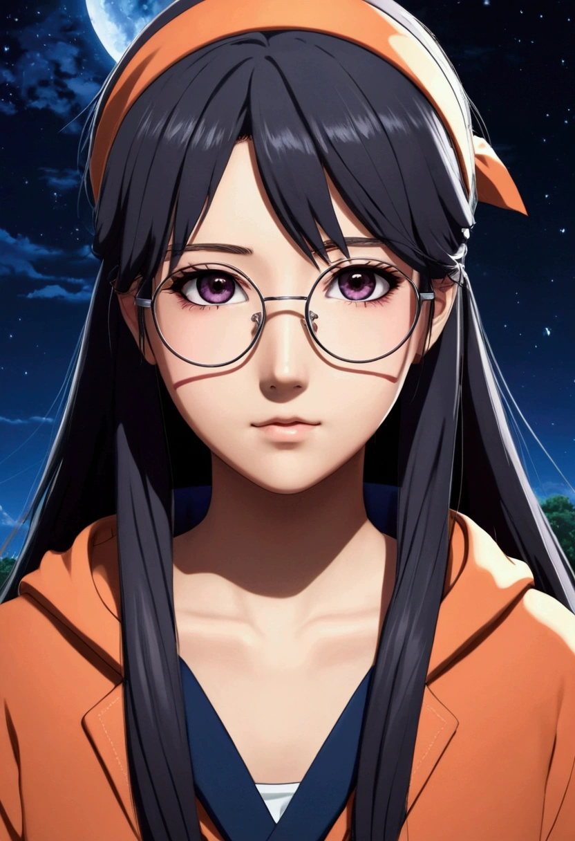 animé girl with glasses and long hair, animé visual of a cute girl, animé style. 8k, pin on animé, animé vibes, animé style 4 k, animé moe artstyle, animé aesthetic, animé girl desktop background, animé visuals, animé girl with real hair, ethereal animé, animé girl with long hair, beautiful animé portrait , animé , Naruto, Naruto animé, partage background, la nuit, sombre , partage , wearing Naruto headband