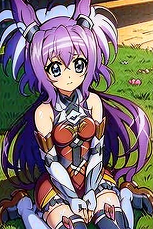 (((Senki Zesshou Symphogear Costume - Heart Hair Ornament)))、White ribbon、1girl