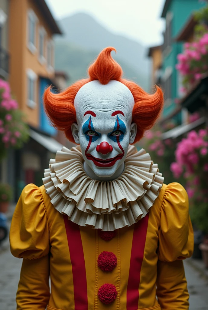 clown, neither sad nor happy, suspicious of the future, more presented and less scary, more friendly and who lives in the city of Jaboticabal, the city of roses