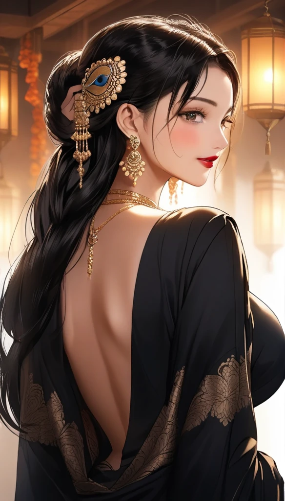 (1woman actress kissing with ugly old man, single hair braid, plunging neckline silk peacock design kurta, black jeans, intricate  large heavy rounded jhumka earrings, detailed alluring eyes, smooth detailed lips, beautiful face, smiling, red lipstick,  bangles, saggy breasts, photorealistic, 8k, hyperdetailed, vibrant colors, studio lighting, masterpiece, cinematic composition, dramatic lighting, intricate details, highly realistic skin textures, volumetric lighting, beautiful intricate jewelry, warm color palette, natural lighting, elegant pose, beautiful detailed expression, hyper realistic rendering, seamless blending, flawless skin, glowing skin, delicate features, breathtaking realism, striking composition),tall , necklace, bangles ,full body view, cleavage , mehendi, seductive pose,