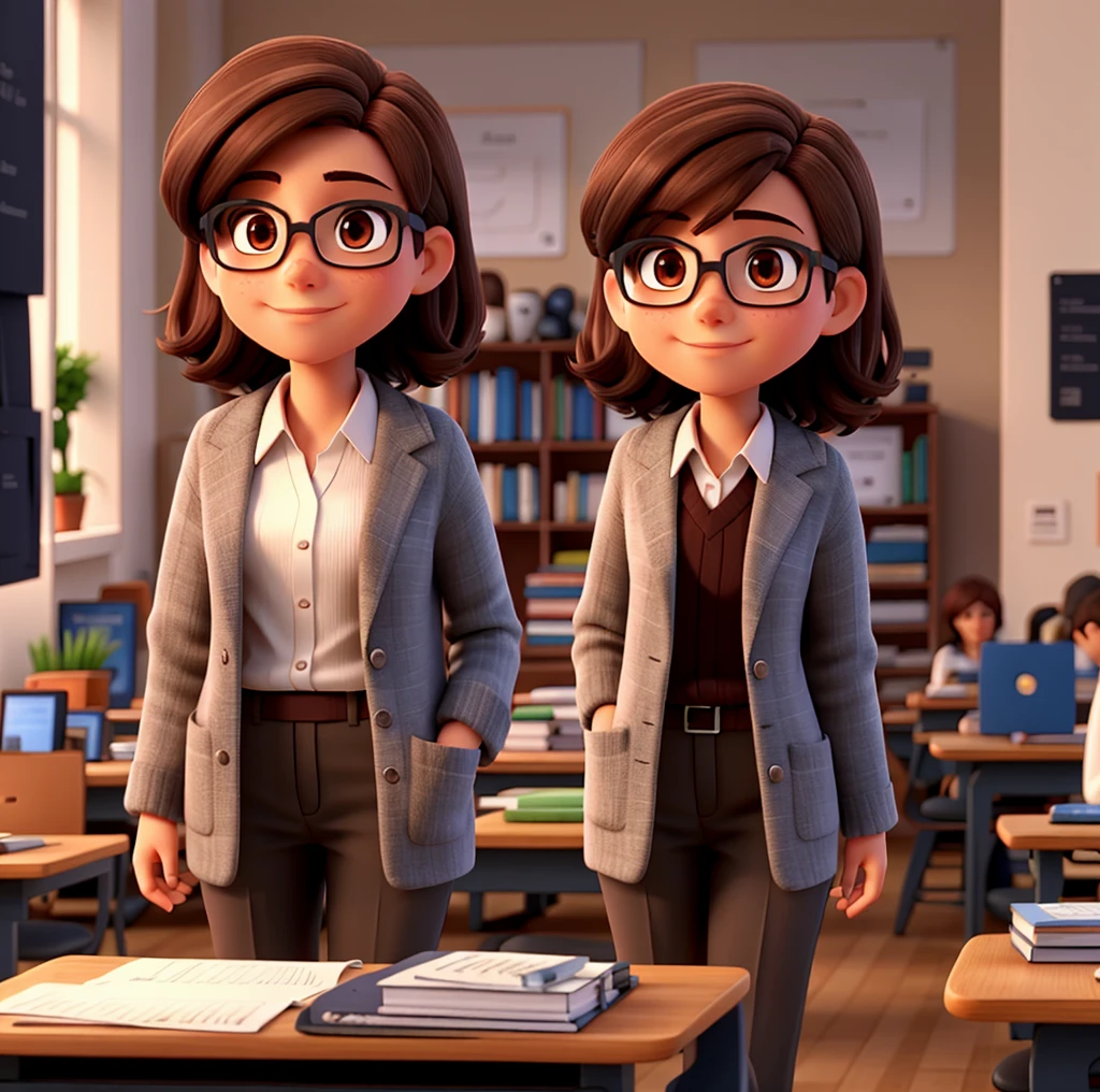 Professor with dark brown hair, 