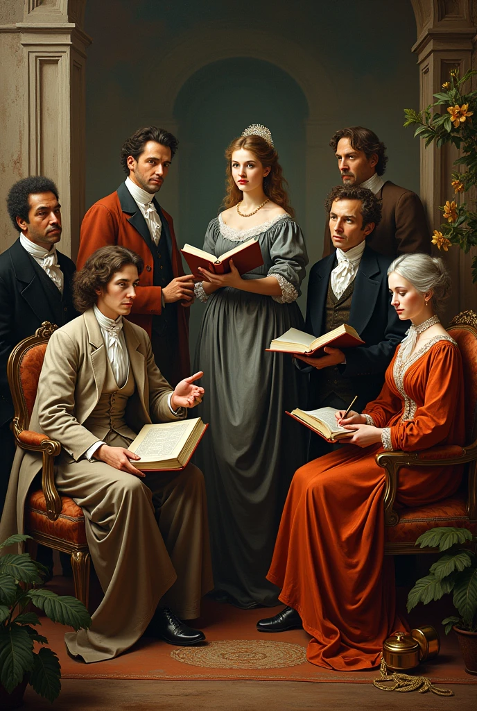 Please, creates a figure of the literary era called the Golden Age, Show me in a photo the main works of that period