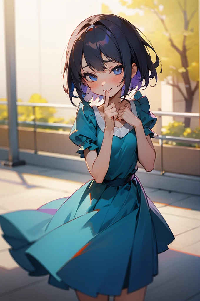 (perfection:1.1), (flawless:1.1), (best quality:1.2), (highest quality:1.2), street, 1girl, solo, (:1.1), (child:1.1), cute dress, sexy smirk, (blushing:1.1), short hair, small breasts, athletic body, highest quality eyes, highly detailed, 4k, best resolution, high quality shadows, beautiful quality light, best quality upscale, most beautiful upscale